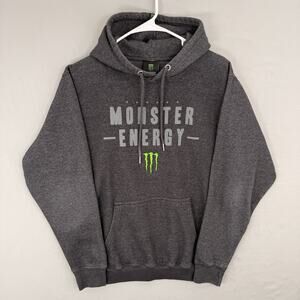 Y2K Monster Energy Drink Black Hoodie Size M Sporty Grunge Streetwear Pockets